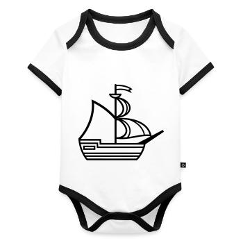 Pirate ship - Organic Baby Contrasting Bodysuit - white/black  - Front
