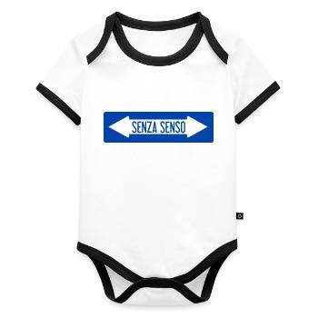 Non-sense road sign - Organic Baby Contrasting Bodysuit - white/black  - Front