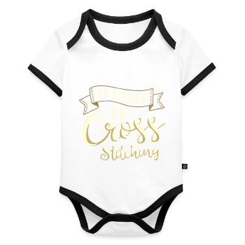 Cross Stitch Pattern Cross Stitch Needles Embroidery Weaving - Organic Baby Contrasting Bodysuit - white/black  - Front