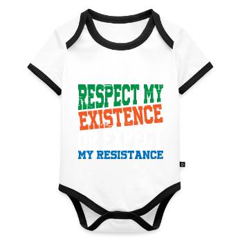 Respectez mon existence ou attendez-vous à ma résistance 14 - Body Bébé bio contrasté manches courtes - blanc/noir  - Devant
