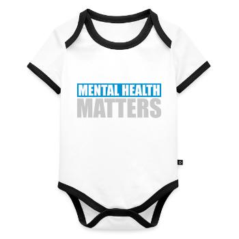 la santé mentale compte citation - Body Bébé bio contrasté manches courtes - blanc/noir  - Devant