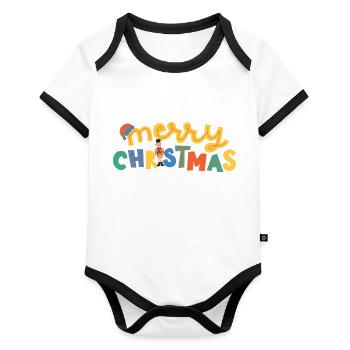 MERRY CHRISTMAS - Body Bébé bio contrasté manches courtes - blanc/noir  - Devant