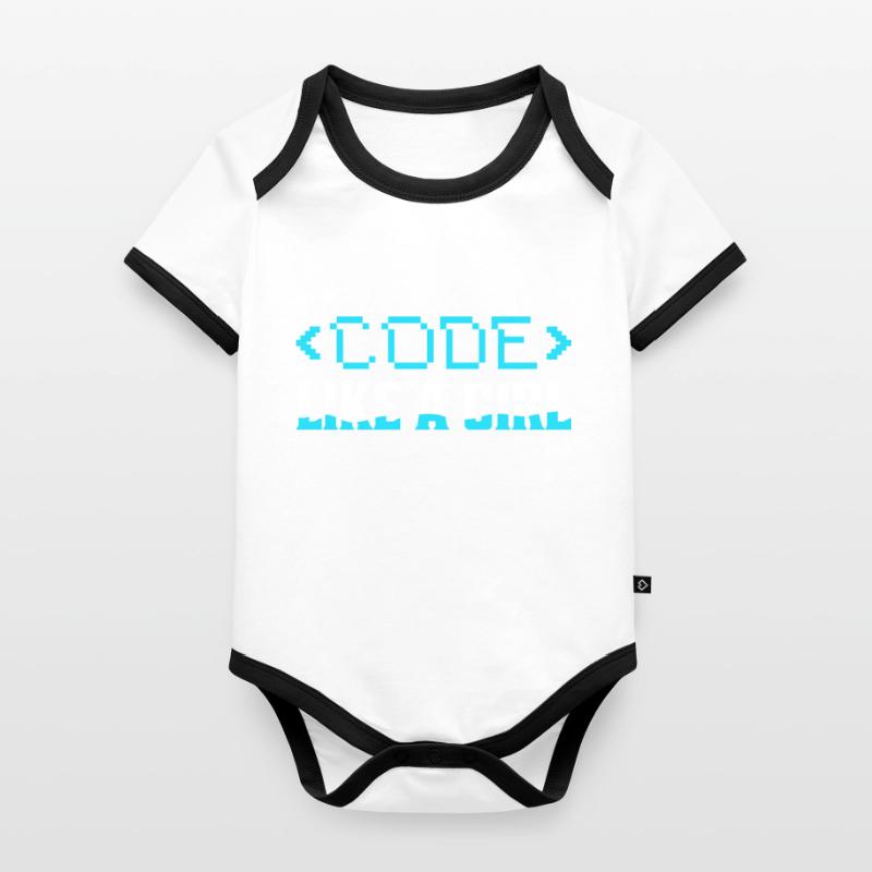 Code Like A Girl Coding Programmer Baby Bio-Kurzarm-Kontrastbody