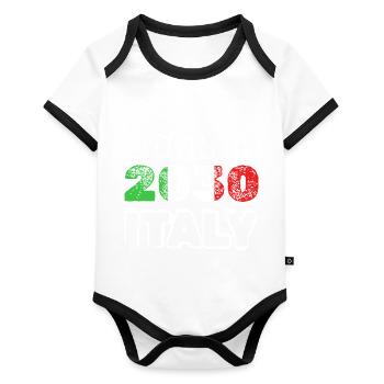 Italy 2030 - Organic Baby Contrasting Bodysuit - white/black  - Front