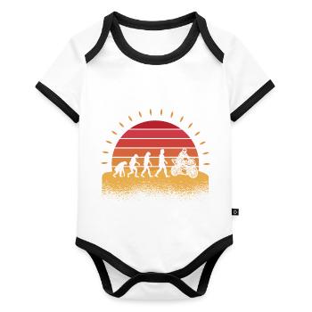 Biker Motorradfahrer Evolution Motorrad - Baby Bio-Kurzarm-Kontrastbody - Weiß/Schwarz  - Vorne