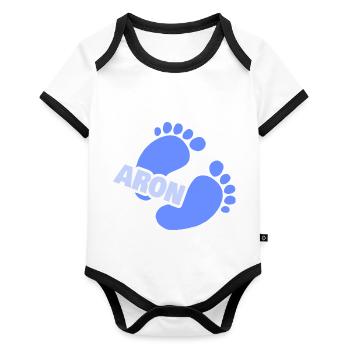 Birth Aron - Organic Baby Contrasting Bodysuit - white/black  - Front