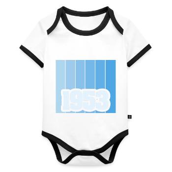 1953 - Organic Baby Contrasting Bodysuit - white/black  - Front