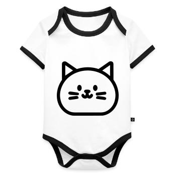kitten - Organic Baby Contrasting Bodysuit - white/black  - Front