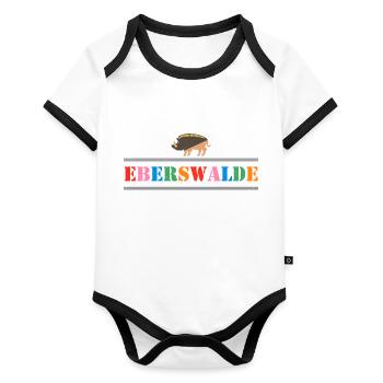 Eberswalde - Baby Bio-Kurzarm-Kontrastbody - Weiß/Schwarz  - Vorne