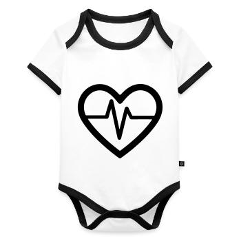 battement de coeur - Body Bébé bio contrasté manches courtes - blanc/noir  - Devant