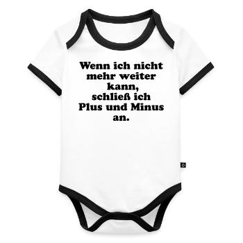Elektriker Plus Minus Strom Anschließen Lustig - Baby Bio-Kurzarm-Kontrastbody - Weiß/Schwarz  - Vorne