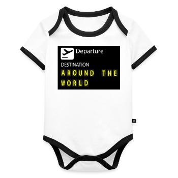 World tour - Organic Baby Contrasting Bodysuit - white/black  - Front