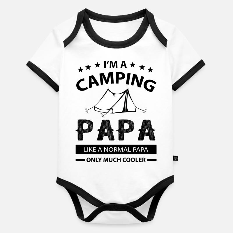 I’M A Camping Papa like A Normal Papa only much - Body Bébé bio contrasté manches courtes - blanc/noir