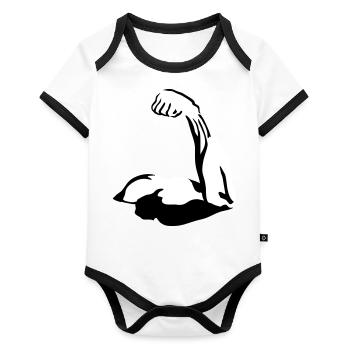 Biceps, Muscle - Organic Baby Contrasting Bodysuit - white/black  - Front