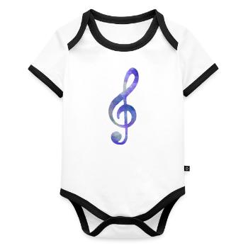 music key - Organic Baby Contrasting Bodysuit - white/black  - Front