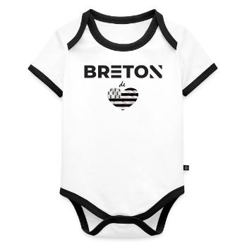 breton de coeur - Body Bébé bio contrasté manches courtes - blanc/noir  - Devant