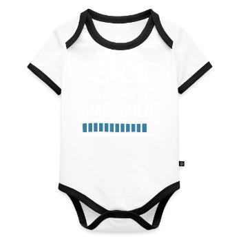 Caca Boudin Bébé Homme Femme Cadeau Humour - Body Bébé bio contrasté manches courtes - blanc/noir  - Devant