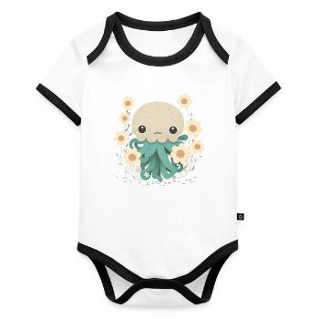 Affectionate Tentacles 4 - Organic Baby Contrasting Bodysuit - white/black  - Front