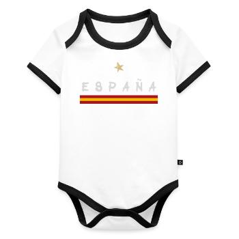 Maillot de football Espagne Drapeau espagnol - Body Bébé bio contrasté manches courtes - blanc/noir  - Devant