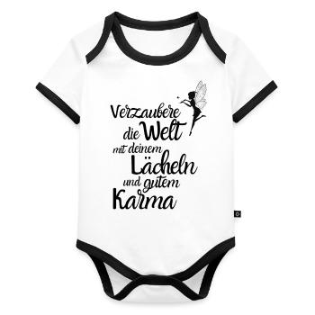 Verzaubere die Welt - Baby Bio-Kurzarm-Kontrastbody - Weiß/Schwarz  - Vorne