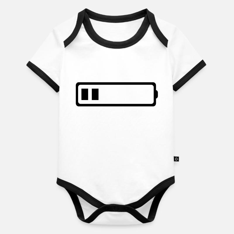 BATTERIE 2 BATONS - Body Bébé bio contrasté manches courtes - blanc/noir 