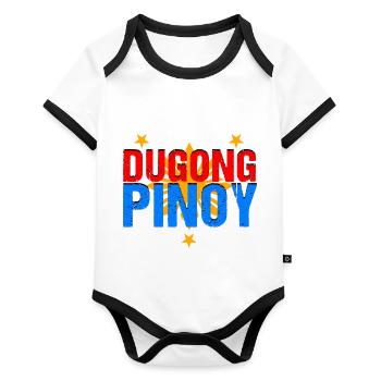Philippines - Dugong Pinoy - Organic Baby Contrasting Bodysuit - white/black  - Front