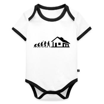 Evolution - constructeur - maison - construction - maison unifamiliale - Body Bébé bio contrasté manches courtes - blanc/noir  - Devant