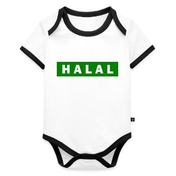 Halal - Organic Baby Contrasting Bodysuit - white/black  - Front