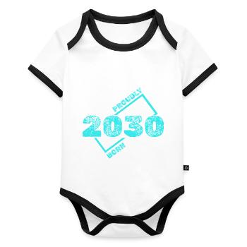 Born in 2030 - Organic Baby Contrasting Bodysuit - white/black  - Front