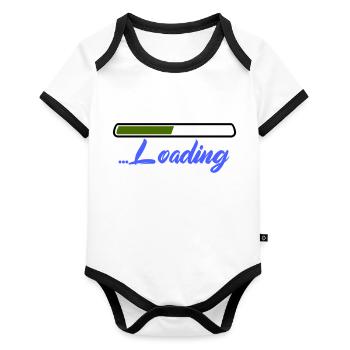 loading - Baby Bio-Kurzarm-Kontrastbody - Weiß/Schwarz  - Vorne