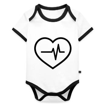 battement de coeur - Body Bébé bio contrasté manches courtes - blanc/noir  - Devant