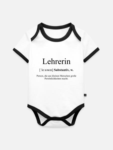 Lehrerin Definition Dictionary - Baby Bio-Kurzarm-Kontrastbody - Weiß/Schwarz