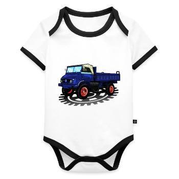 Unimog - Oldtimer - Offroad - Dispositif moteur universel - Body Bébé bio contrasté manches courtes - blanc/noir  - Devant
