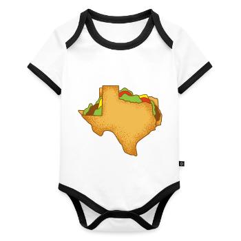 Conception de carte de tacos de petit-déjeuner pour le Texas - Body Bébé bio contrasté manches courtes - blanc/noir  - Devant