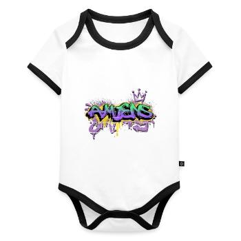 Amiens France City Graffiti Spray Sprayer - Organic Baby Contrasting Bodysuit - white/black  - Front
