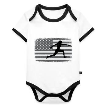 American Flag Relay race athlete track and field - Organic Baby Contrasting Bodysuit - white/black  - Front