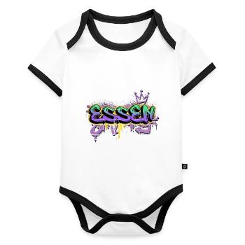 Essen Germany City Graffiti Spray Sprayer - Organic Baby Contrasting Bodysuit - white/black  - Front