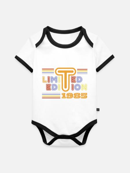 Begrenzt - Baby Bio-Kurzarm-Kontrastbody - Weiß/Schwarz 