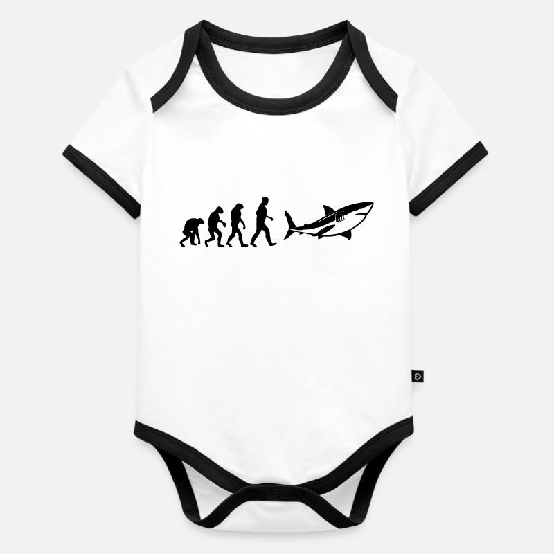 Shark Evolution - Organic Baby Contrasting Bodysuit - white/black 