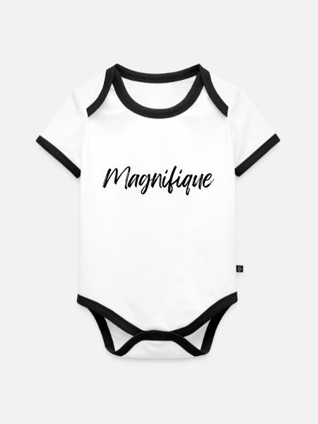 Großartig - Baby Bio-Kurzarm-Kontrastbody - Weiß/Schwarz 