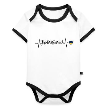 Lower Austria Pulse Heart Line - Organic Baby Contrasting Bodysuit - white/black  - Front