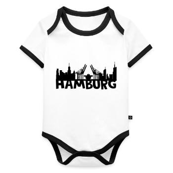 Hamburg skyline - Organic Baby Contrasting Bodysuit - white/black  - Front
