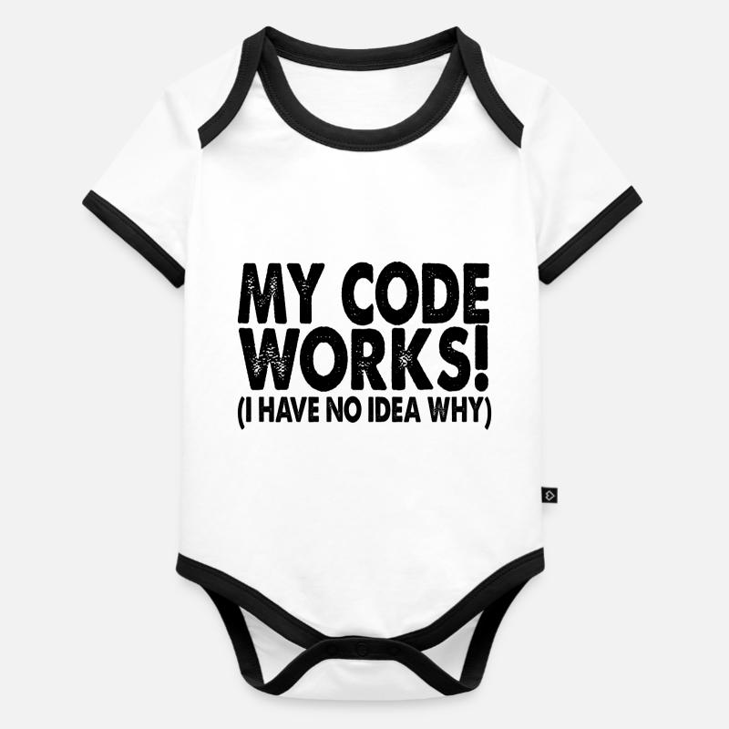 Coder - Body Bébé bio contrasté manches courtes - blanc/noir 