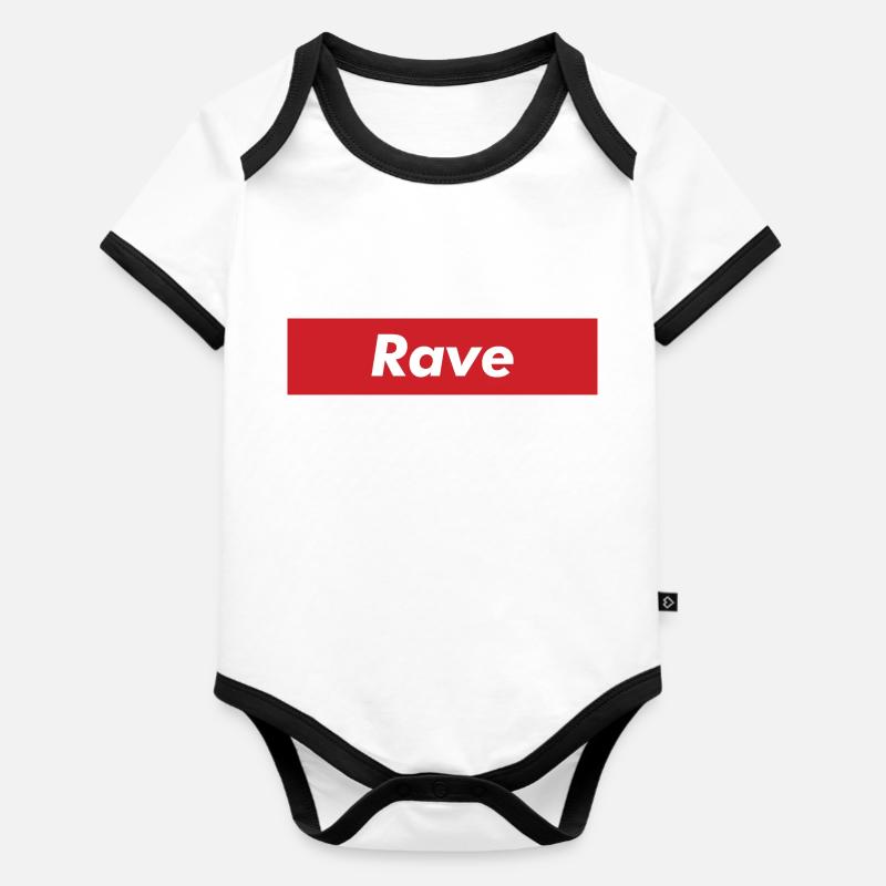 rave - Body Bébé bio contrasté manches courtes - blanc/noir 