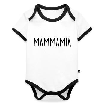 MAMMAMIA - Baby Bio-Kurzarm-Kontrastbody - Weiß/Schwarz  - Vorne