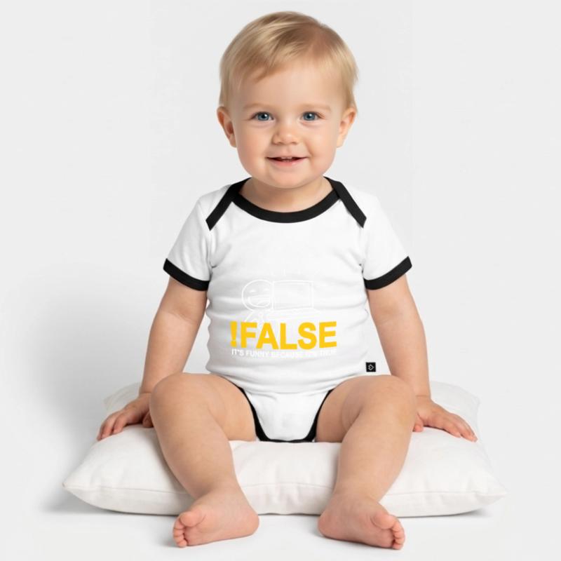 ! FALSE It's Funny Because It's True Programmer Organic Baby Contrasting Bodysuit