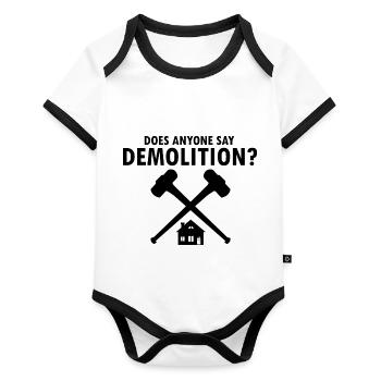 House demolition and house renovation - Organic Baby Contrasting Bodysuit - white/black  - Front