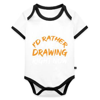 I'd Rather Be Drawing Right Now 9 - Organic Baby Contrasting Bodysuit - white/black  - Front