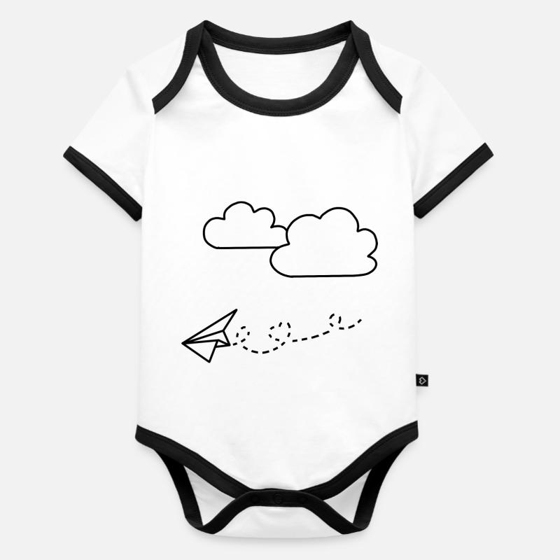 Avion en papier - Body Bébé bio contrasté manches courtes - blanc/noir