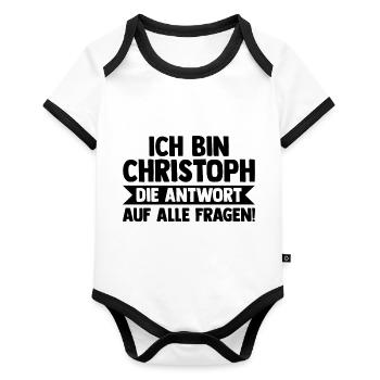 First name Chris Christoph - Organic Baby Contrasting Bodysuit - white/black  - Front